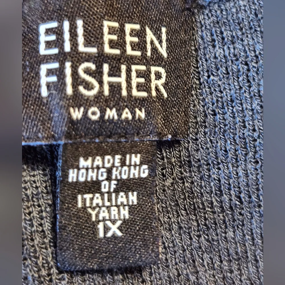 Eileen Fisher Wool Italian Yarn Wool Long Button Front Gray Cardigan Size 1X●